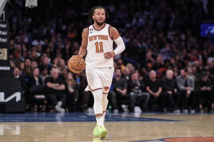 Nov 5, 2022; New York, New York, USA;  New York Knicks guard Jalen Brunson (11) brings the ball up court in the third quarter against the Boston Celtics at Madison Square Garden. Mandatory Credit: Wendell Cruz-USA TODAY Sports