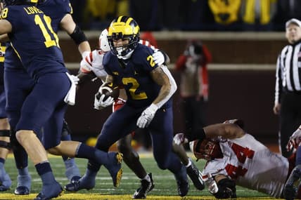 Nov 12, 2022; Ann Arbor, Michigan, USA;  Michigan Wolverines running back Blake Corum (2) rushes in the second half against the Nebraska Cornhuskers at Michigan Stadium. Mandatory Credit: Rick Osentoski-USA TODAY Sports