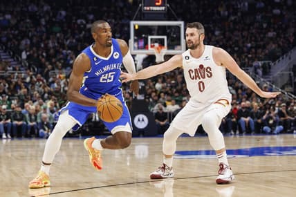 Nov 16, 2022; Milwaukee, Wisconsin, USA;  Milwaukee Bucks center Serge Ibaka (25) during the game against the Cleveland Cavaliers at Fiserv Forum. Mandatory Credit: Jeff Hanisch-USA TODAY Sports