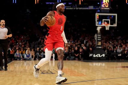 Nov 25, 2022; New York, New York, USA; Portland Trail Blazers forward Jerami Grant (9) brings the ball up court against the New York Knicks during the first quarter at Madison Square Garden. Mandatory Credit: Brad Penner-USA TODAY Sports