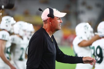 Sep 6, 2019; Tempe, AZ, USA; Sacramento State Hornets head coach Troy Taylor against the Arizona State Sun Devils at Sun Devil Stadium. Mandatory Credit: Mark J. Rebilas-USA TODAY Sports