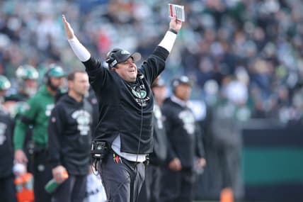 Dec 8, 2019; East Rutherford, NJ, USA; New York Jets offensive coordinator Dowell Loggains reacts during the second quarter against the Miami Dolphins at MetLife Stadium. Mandatory Credit: Brad Penner-USA TODAY Sports