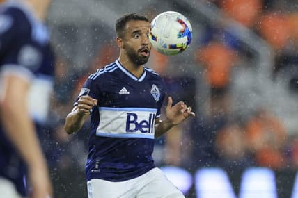 Jul 13, 2022; Cincinnati, Ohio, USA; Vancouver Whitecaps midfielder Caio Alexandre (8) follows the ball in the play against FC Cincinnati in the second half at TQL Stadium. Mandatory Credit: Aaron Doster-USA TODAY Sports