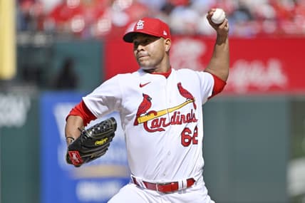 Oct 7, 2022; St. Louis, Missouri, USA; St. Louis Cardinals starting pitcher Jose Quintana (62) pitches during the first inning against the Philadelphia Phillies during game one of the Wild Card series for the 2022 MLB Playoffs at Busch Stadium. Mandatory Credit: Jeff Curry-USA TODAY Sports