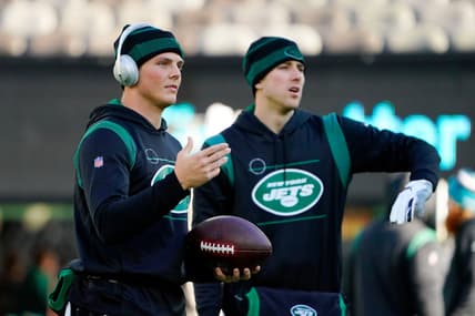 New York Jets' Zach Wilson and Mike White