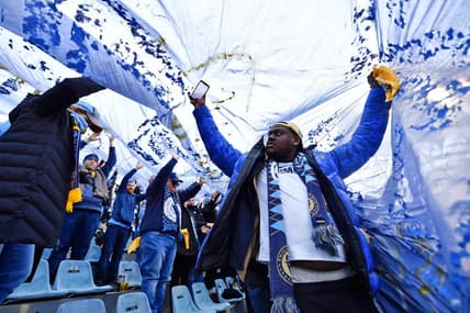 Dec 5, 2021; Chester, PA, USA; Philadelphia Union fans before the Eastern Conference Finals of the 2021 MLS Playoffs against New York City FC at Subaru Park. Mandatory Credit: Kyle Ross-USA TODAY Sports