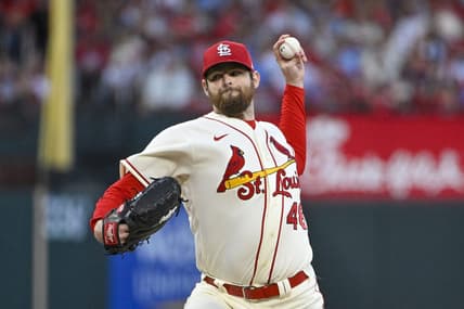 Oct 1, 2022; St. Louis, Missouri, USA;  St. Louis Cardinals starting pitcher Jordan Montgomery (48) pitches against the Pittsburgh Pirates during the first inning at Busch Stadium. Mandatory Credit: Jeff Curry-USA TODAY Sports