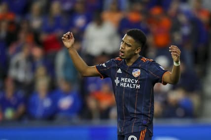 Oct 1, 2022; Cincinnati, Ohio, USA; FC Cincinnati forward Brenner (9) reacts as he walks off the field in the second half against the Chicago Fire at TQL Stadium. Mandatory Credit: Katie Stratman-USA TODAY Sports