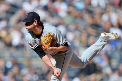 Oct 14, 2022; Bronx, New York, USA; Cleveland Guardians starting pitcher Shane Bieber (57) pitches against the New York Yankees during the third inning in game two of the ALDS for the 2022 MLB Playoffs at Yankee Stadium. Mandatory Credit: Brad Penner-USA TODAY Sports