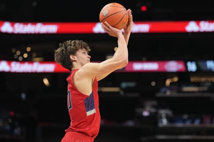 Dec 10, 2022; Phoenix, Arizona, USA; St. Mary's Gaels guard Aidan Mahaney (20) shoots against the San Diego State Aztecs during the first half at Footprint Center. Mandatory Credit: Joe Camporeale-USA TODAY Sports