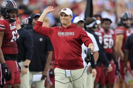 South Carolina Gamecocks head coach Shane Beamer reacts to a score during the first quarter of the TaxSlayer Gator Bowl of an NCAA college football game Friday, Dec. 30, 2022 at TIAA Bank Field in Jacksonville. [Corey Perrine/Florida Times-Union]

Jki 123022 Ncaaf Nd Usc Cp 10