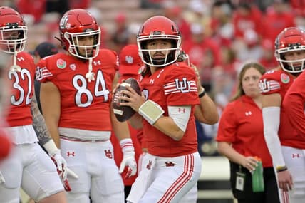 Jan 2, 2023; Pasadena, California, USA; Utah Utes quarterback Cameron Rising (7) warms up before the game between the Utah Utes and the Penn State Nittany Lions at Rose Bowl. Mandatory Credit: Jayne Kamin-Oncea-USA TODAY Sports