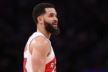 Jan 16, 2023; New York, New York, USA; Toronto Raptors guard Fred VanVleet (23) looks on during the second half against the New York Knicks at Madison Square Garden. Mandatory Credit: Vincent Carchietta-USA TODAY Sports