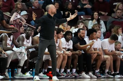 Jan 14, 2023; Charleston, South Carolina, USA; Charleston Cougars head coach Pat Kelsey reacts to a play on the court in the second half against the Elon Phoenix at TD Arena. Mandatory Credit: David Yeazell-USA TODAY Sports