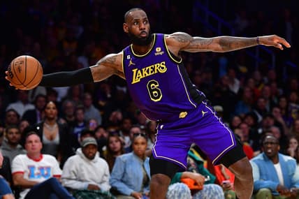 January 20, 2023; Los Angeles, California, USA; Los Angeles Lakers forward LeBron James (6) plays to keeop the ball in bound against the Memphis Grizzlies during the second half at Crypto.com Arena. Mandatory Credit: Gary A. Vasquez-USA TODAY Sports