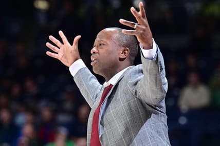 Jan 21, 2023; South Bend, Indiana, USA; Boston College Eagles head coach Earl Grant signals to his players in the first half against the Notre Dame Fighting Irish at the Purcell Pavilion. Mandatory Credit: Matt Cashore-USA TODAY Sports