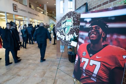 Memorial and funeral service for Devin Willock, 20 years old, at Community Baptist Church in Englewood, N.J. on Friday Jan. 27, 2023. Willock was a University of Georgia football player and Paramus Catholic football star. He died in a car crash in Georgia on January 15, 2023.

Devin Willock