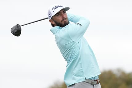 Jan 28, 2023; San Diego, California, USA; Max Homa  hits his tee shot on the second hole during the final round of the Farmers Insurance Open golf tournament at Torrey Pines Municipal Golf Course - South Course. Mandatory Credit: Ray Acevedo-USA TODAY Sports