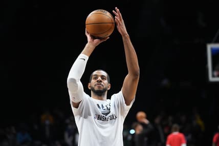 Apr 5, 2022; Brooklyn, New York, USA; Brooklyn Nets center LaMarcus Aldridge (21) warms up prior to the game against the Houston Rockets at Barclays Center. Mandatory Credit: Gregory Fisher-USA TODAY Sports