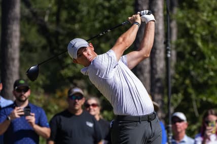 Oct 23, 2022; Ridgeland, South Carolina, USA; Rory McIlroy plays from the fourth tee during the final round of THE CJ CUP in South Carolina golf tournament. Mandatory Credit: David Yeazell-USA TODAY Sports
