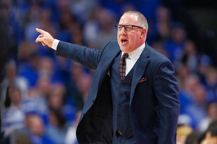 Jan 21, 2023; Lexington, Kentucky, USA; Texas A&M Aggies head coach Buzz Williams talks to his player during the first half against the Kentucky Wildcats at Rupp Arena at Central Bank Center. Mandatory Credit: Jordan Prather-USA TODAY Sports