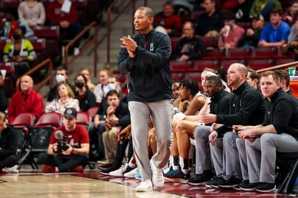 Jan 31, 2023; Columbia, South Carolina, USA; South Carolina Gamecocks head coach Lamont Paris directs his team against the Mississippi State Bulldogs in the second half at Colonial Life Arena. Mandatory Credit: Jeff Blake-USA TODAY Sports