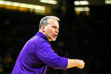Northwestern head coach Chris Collins reacts during a NCAA Big Ten Conference men's basketball game against Iowa, Tuesday, Jan. 31, 2023, at Carver-Hawkeye Arena in Iowa City, Iowa.

230131 N Western Iowa Mbb 026 Jpg