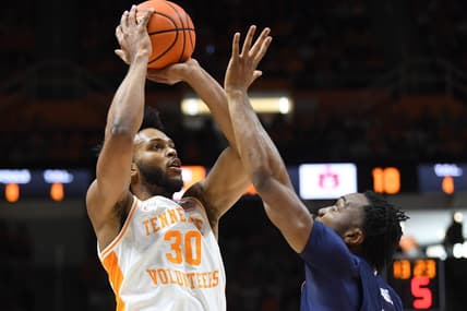 Tennessee guard Josiah-Jordan James (30) takes a shot during an NCAA college basketball game between the Auburn Tigers and the Tennessee Volunteers in Thompson-Boling Arena in Knoxville, Saturday Feb. 4, 2023.

Utauburn0204 0342