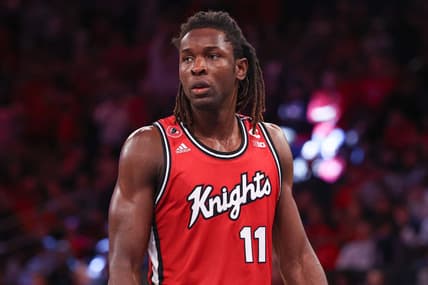 Feb 4, 2023; New York, New York, USA; Rutgers Scarlet Knights center Clifford Omoruyi (11) looks back during the second half against the Michigan State Spartans at Madison Square Garden. Mandatory Credit: Vincent Carchietta-USA TODAY Sports