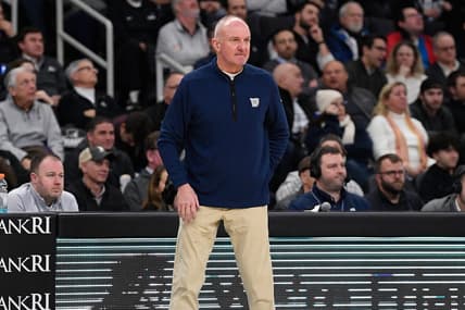 Jan 25, 2023; Providence, Rhode Island, USA; Butler Bulldogs head coach Thad Matta watches the action on the court against the Providence Friars during the second half at Amica Mutual Pavilion. Mandatory Credit: Eric Canha-USA TODAY Sports