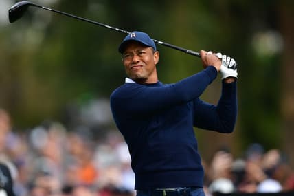 Feb 16, 2023; Pacific Palisades, California, USA; Tiger Woods hits from the second hole tee during the first round of The Genesis Invitational golf tournament. Mandatory Credit: Gary A. Vasquez-USA TODAY Sports