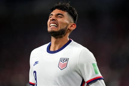Ricardo Pepi #9 of the United States reacts after a missed shot on goal during the first half of a 2022 World Cup CONCACAF qualifying match against Mexico, Friday, Nov. 12, 2021, at TQL Stadium in Cincinnati. United States won against Mexico, 2-0.

Mexico At Usa 2022 World Cup Qualifier Nov 11