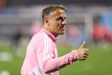 Oct 17, 2022; Flushing, New York, USA; Inter Miami head coach Phil Neville in action before the game against New York City at Citi Field. Mandatory Credit: Tom Horak-USA TODAY Sports