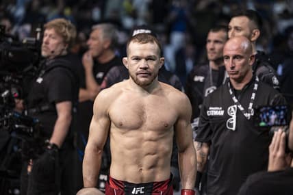 Oct 22, 2022; Abu Dhabi, UAE; Petr Yan (red gloves) before his fight against Sean O'Malley (blue gloves) during UFC 280 at Etihad Arena. Mandatory Credit: Craig Kidwell-USA TODAY Sports