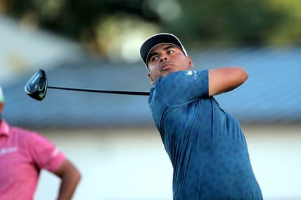 Nov 10, 2022; Houston, Texas, USA; Sebastian Munoz of Colombia takes a tee shot at the first hole during the first round of the Cadence Bank Houston Open golf tournament. Mandatory Credit: Erik Williams-USA TODAY Sports
