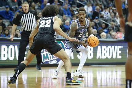 Dec 17, 2022; Newark, New Jersey, USA;  Seton Hall Pirates guard Al-Amir Dawes (2) moves the ball while Providence Friars guard Devin Carter (22) defends during the second half at Prudential Center. Mandatory Credit: Thomas Salus-USA TODAY Sports