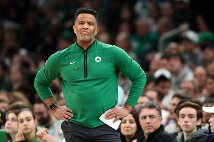 Dec 27, 2022; Boston, Massachusetts, USA; Boston Celtics assistant coach Damon Stoudamire reacts during the first half against the Houston Rockets at TD Garden. Mandatory Credit: Paul Rutherford-USA TODAY Sports