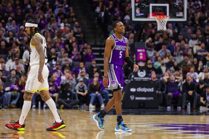 Dec 30, 2022; Sacramento, California, USA; Sacramento Kings guard De'Aaron Fox (5) during the game against the Utah Jazz at Golden 1 Center. Mandatory Credit: Sergio Estrada-USA TODAY Sports