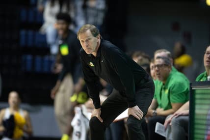 Jan 18, 2023; Berkeley, California, USA; Oregon Ducks head coach Dana Altman watches his team take on the California Golden Bears during the first half at Haas Pavilion. Mandatory Credit: D. Ross Cameron-USA TODAY Sports