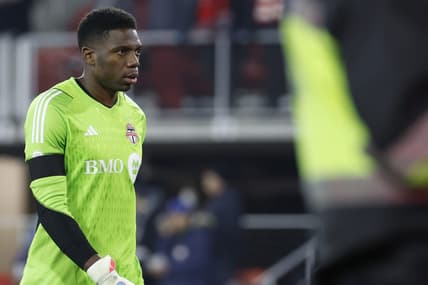 Feb 25, 2023; Washington, District of Columbia, USA; Toronto FC goalkeeper Sean Johnson (1) leaves the field after the game against D.C. United at Audi Field. Mandatory Credit: Geoff Burke-USA TODAY Sports