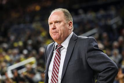 Wisconsin coach Greg Gard reacts to a play against Michigan during the first half on Sunday, Feb. 26, 2023, at Crisler Center.