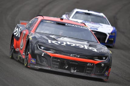 Feb 26, 2023; Fontana, California, USA; NASCAR Cup Series driver Ross Chastain (1) during the Pala Casino 400 at Auto Club Speedway. Mandatory Credit: Gary A. Vasquez-USA TODAY Sports