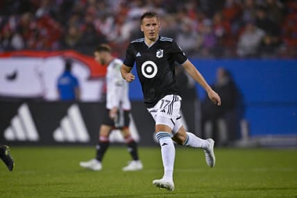 Feb 25, 2023; Frisco, Texas, USA; Minnesota United midfielder Robin Lod (17) in action during the game between Minnesota United and FC Dallas at the Toyota Stadium. Mandatory Credit: Jerome Miron-USA TODAY Sports