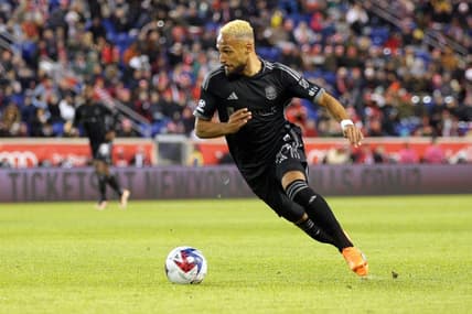 Mar 4, 2023; Harrison, New Jersey, USA; Nashville SC midfielder Hany Mukhtar (10) dribbles against the New York Red Bulls during the second half at Red Bull Arena. Mandatory Credit: Brad Penner-USA TODAY Sports