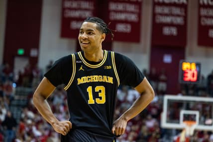 Mar 5, 2023; Bloomington, Indiana, USA; Michigan Wolverines guard Jett Howard (13) in the first half against the Indiana Hoosiers at Simon Skjodt Assembly Hall. Mandatory Credit: Trevor Ruszkowski-USA TODAY Sports