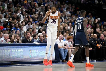 Mar 5, 2023; Dallas, Texas, USA; Phoenix Suns forward Kevin Durant (35) in action during the game between the Dallas Mavericks and the Phoenix Suns at the American Airlines Center. Mandatory Credit: Jerome Miron-USA TODAY Sports