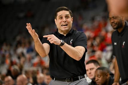 Mar 11, 2023; Fort Worth, TX, USA; Cincinnati Bearcats head coach Wes Miller motions to the referees during the first half against the Houston Cougars at Dickies Arena. Mandatory Credit: Jerome Miron-USA TODAY Sports
