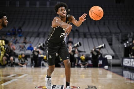Mar 10, 2023; Fort Worth, TX, USA; UCF Knights forward Taylor Hendricks (25) in action during the game between the UCF Knights and the Memphis Tigers at Dickies Arena. Mandatory Credit: Jerome Miron-USA TODAY Sports
