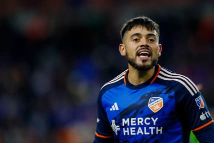 Mar 11, 2023; Cincinnati, Ohio, USA; FC Cincinnati midfielder Junior Moreno (93) during the first half against the Seattle Sounders FC at TQL Stadium. Mandatory Credit: Katie Stratman-USA TODAY Sports