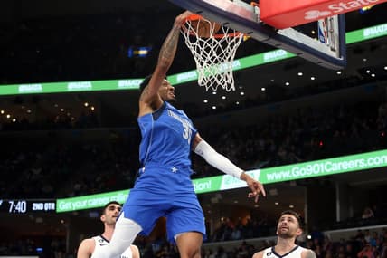 Mar 20, 2023; Memphis, Tennessee, USA; Dallas Mavericks forward Christian Wood (35) dunks during the first half against the Memphis Grizzlies at FedExForum. Mandatory Credit: Petre Thomas-USA TODAY Sports
